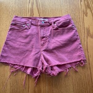 Levi's Pink Frayed Jean Shorts